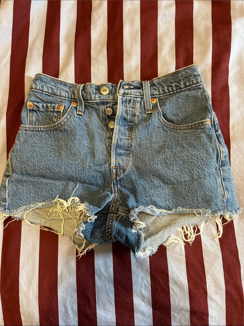 High-Waist Blue Denim Cutoff Shorts